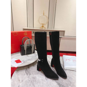 Christian Louboutin Lock Botta 70 mm Knee-High Boots Suede Black