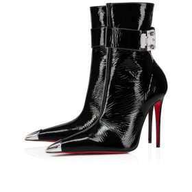 Christian Louboutin Lock Me Up Booty 100 Mm Low Boots Vog Patent Leather Black