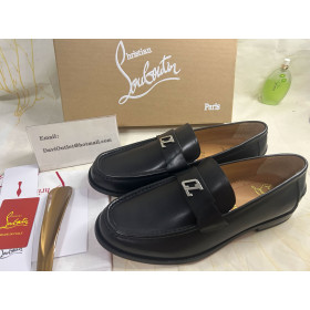 Christian Louboutin Logo Embellishment Loafers Calf Leather Black