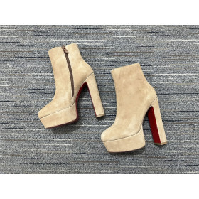 Christian Louboutin Loo Booty 130 Mm Low Boots Veau Velours Sand