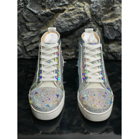 Christian Louboutin Lou Pik Pik 2 Orlato Women Sneakers Strass Embellished Silver