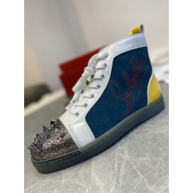 Christian Louboutin Lou Pik Pik High-top Sneakers Suede and Calf Multicolor