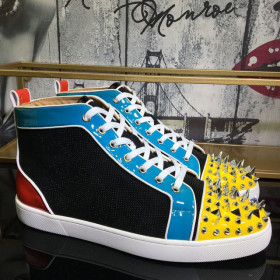 Christian Louboutin Lou Pik Pik Oralto Spiked High-top Sneakers Patent Leather Multi