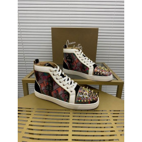 Christian Louboutin Lou Pik Pik Orlato High-top Sneakers Printed Spiked Multicolor