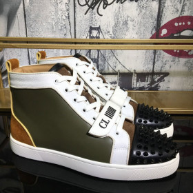 Christian Louboutin Lou Spike High-Top Sneakers Leather Multicolor