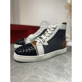 Christian Louboutin Lou Spike High Top Sneakers Calf Leather Multicolor