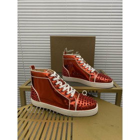 Christian Louboutin Lou Spikes 2 High Top Sneakers Patent Leather Loubi