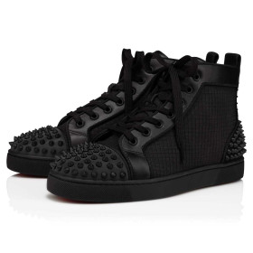 Christian Louboutin Lou Spikes 2 Sneaker Fabric And Calf Leather Black