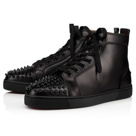 Christian Louboutin Lou Spikes Black/black/bk Calf