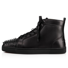 Christian Louboutin Lou Spikes Black/black/bk Calf
