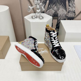 Christian Louboutin Lou Spikes High-top Sneakers Patent Leather Multicolor