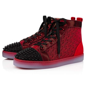 Christian Louboutin Lou Spikes Orlaato Black/loubi Polyester