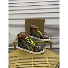 Christian Louboutin Lou Spikes Orlato High-top Sneakers Patent Leather and Canvas Multicolor