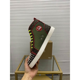 Christian Louboutin Lou Spikes Orlato High-top Sneakers Patent Leather and Canvas Multicolor