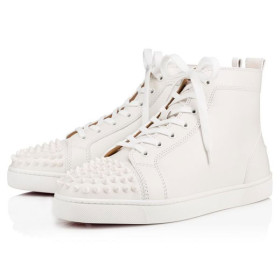 Christian Louboutin Lou Spikes White/white Leather