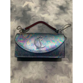 Christian Louboutin Loubi54 CL Leather Clutch Shoulder Bag Metallic