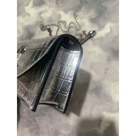 Christian Louboutin Loubi54 Clutch Croc-embossed Leather Metallic Silver