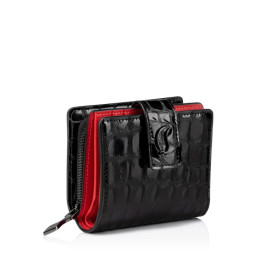 Christian Louboutin Loubi54 Compact Wallet Alligator Embossed Calf Leather Black