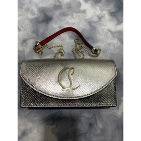 Christian Louboutin Loubi54 Crossbody Clutch Metallic Leather Gold