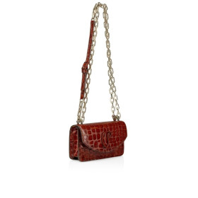 Christian Louboutin Loubi54 Mini Crossbody Bag Alligator Embossed Calf Leather Acajou