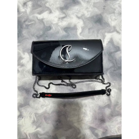 Christian Louboutin Loubi54 Patent Leather Clutch Bag Black
