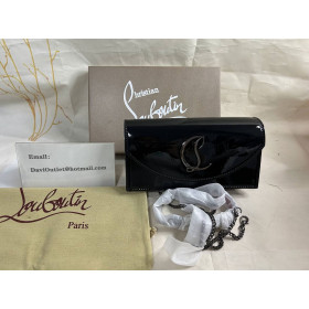 Christian Louboutin Loubi54 Patent Leather Clutch Bag Black