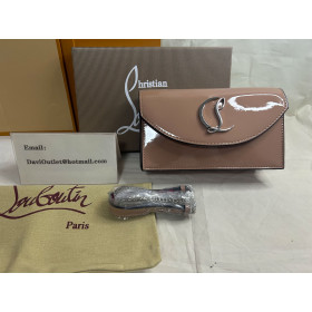 Christian Louboutin Loubi54 Patent Leather Clutch Bag Powder