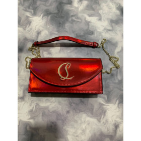 Christian Louboutin Loubi54 Patent Leather Clutch Bag Red