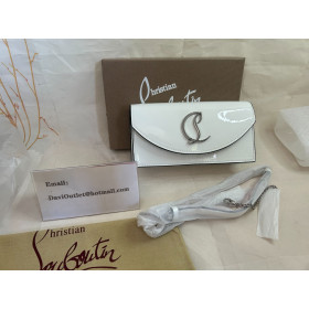 Christian Louboutin Loubi54 Patent Leather Clutch Bag White