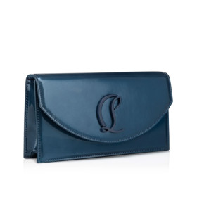 Christian Louboutin Loubi54 Wallet On A Chain Patent Calf Leather Blue