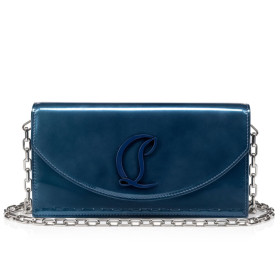 Christian Louboutin Loubi54 Wallet On A Chain Patent Calf Leather Blue