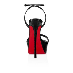 Christian Louboutin Loubi Queen Alta 150 Mm Strappy Sandals Star Specchio Leather Black