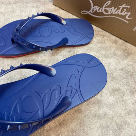 Christian Louboutin Loubi Rubber Flip Flops Navy Blue