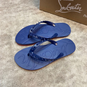 Christian Louboutin Loubi Rubber Flip Flops Navy Blue