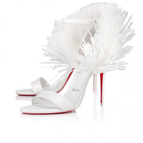 Christian Louboutin Loubigirl Raffia 100mm Strappy Sandals Nappa Leather And Raffia Bianco