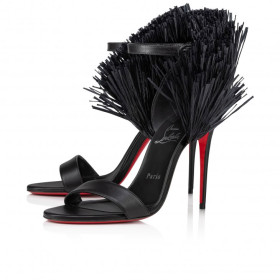 Christian Louboutin Loubigirl Raffia 100mm Strappy Sandals Nappa Leather And Raffia Black