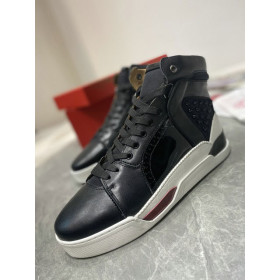 Christian Louboutin Loubikick High Top Sneakers Calf Leather Black