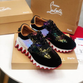Christian Louboutin Loubishark Donna Flat Sneakers Leather And Suede Multicolor