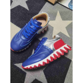 Christian Louboutin Loubishark Runners Calf Leather Blue Silver