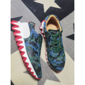 Christian Louboutin Loubishark Donna Flat Sneakers Camouflage Veau Velours Multi