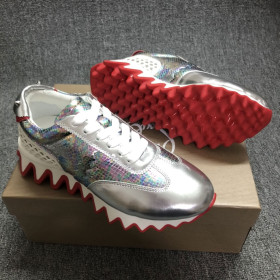 Christian Louboutin Loubishark Men Sneakers Iridescent Leather Silver