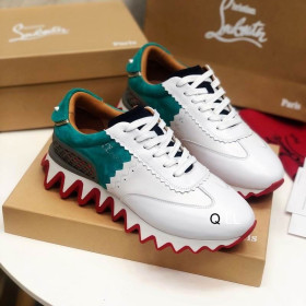 Christian Louboutin Loubishark Sneakers Suede and Calf Leather White Blue