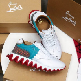 Christian Louboutin Loubishark Men Sneakers Suede and Leather White Blue