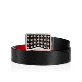 Christian Louboutin Louis Belt 35mm Calf Leather And Spikes Black