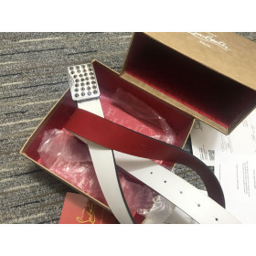 Christian Louboutin Louis Belt 35mm Calf Leather And Spikes White