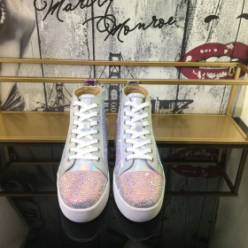 Christian Louboutin Louis Flat High-Top Women Sneakers Crystals Embellished Multicolor