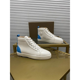 Christian Louboutin Louis High-Top Sneaker Calf White Blue