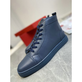 Christian Louboutin Louis High-Top Sneakers Calfskin Navy Blue