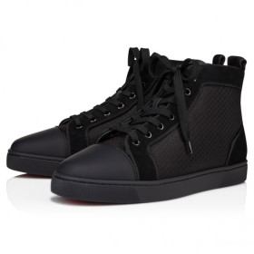 Christian Louboutin Louis High-Top Sneakers Patent Calf Leather Black