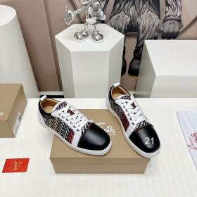 Christian Louboutin Louis Junior Orlato Flat Sneakers Nappa Raphia Bistrot Multicolor